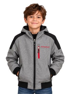 Weatherproof Boys Size 8 Gray Hooded Jacket Fleece Lined Full Zip